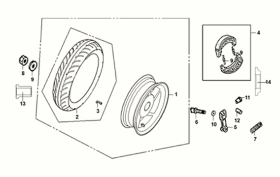 Rear Wheel Sym X-Pro 50 E5