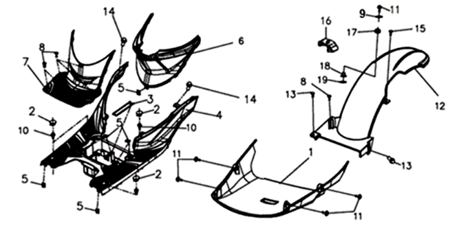 Voetplaat/ framebekleding Sym Symphony ST 125I E4 Black/ Red (BK-001C/R-010CA)
