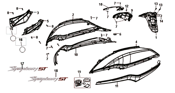 Beplating Sym Symphony ST 125I E4 Black/ Red (BK-001C/R-010CA)