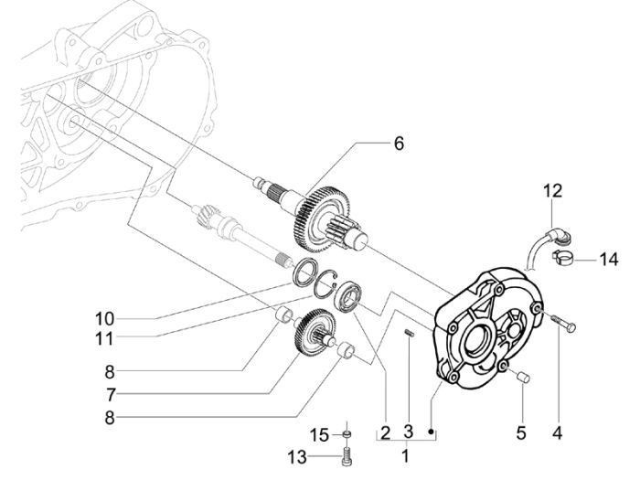 Vertanding - Overbrenging Piaggio Liberty 4-takt