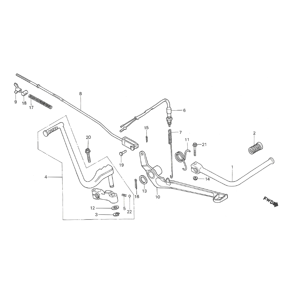 Rempedaal - Schakelpedaal - Kickstartpedaal Honda MTX 50