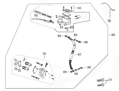 Remcilinder - Remhendel - Remleiding - Remklauw - Remblokken Benzhou ZN50QT-36 champagne