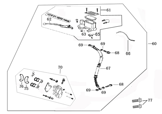Remcilinder - Remhendel - Remleiding - Remklauw - Remblokken Turbho RL 50 4-takt AC bruin