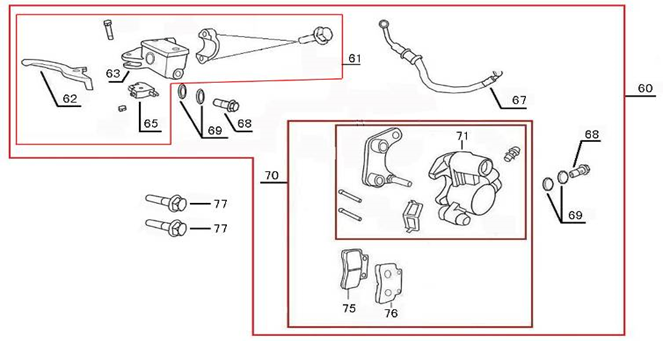 Remcilinder - Remhendel - Remleiding - Remklauw - Remblokken Neco Lola zwart rood