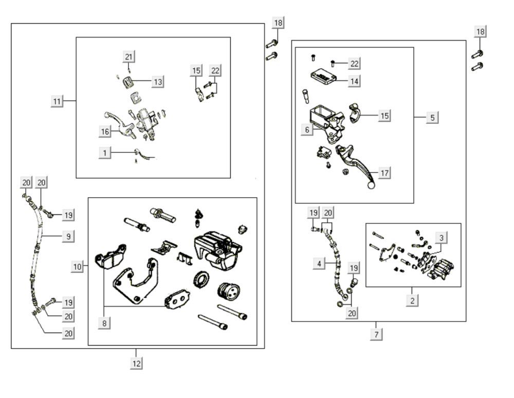 Remcilinder - Remhendel - Remleiding - Remklauw - Remblokken Kymco Like 200i Wit