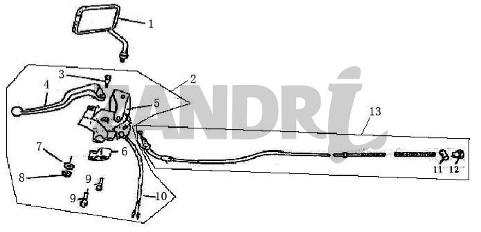 Remhendel links - Achterremkabel - Spiegel BTC Grande Retro GT1 blauw creme metallic