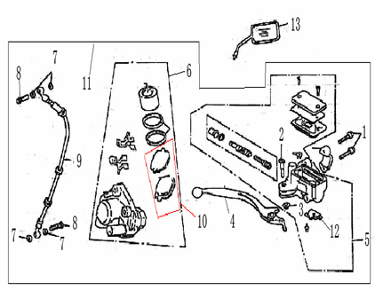 Remdelen rechts - Spiegel Turbho RG50 wit zwart
