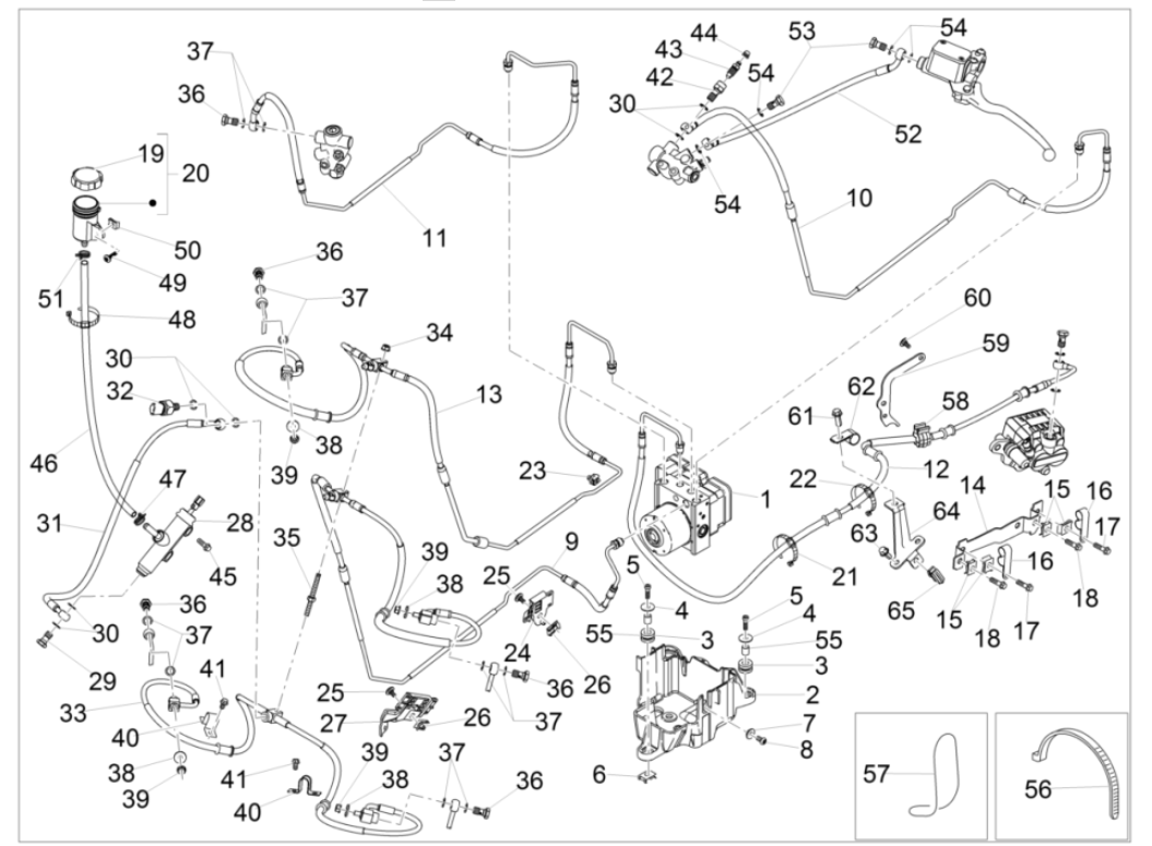 Remsysteem - Remcilinders - Remleidingen - ABS Piaggio MP3 350 Maxi Sport ABS Euro 4 2018-2020