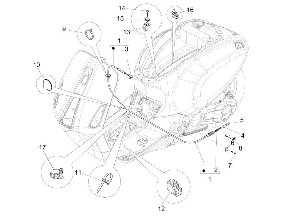 Achterremkabel Vespa Primavera 50 4-takt IGET 3V Euro 5