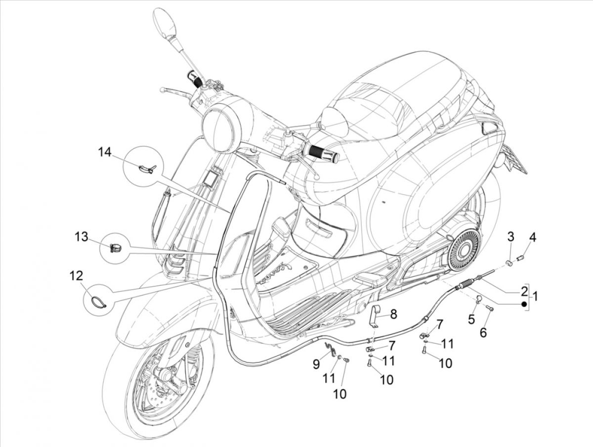 Achterremkabel Vespa Elettrica 2018-2019