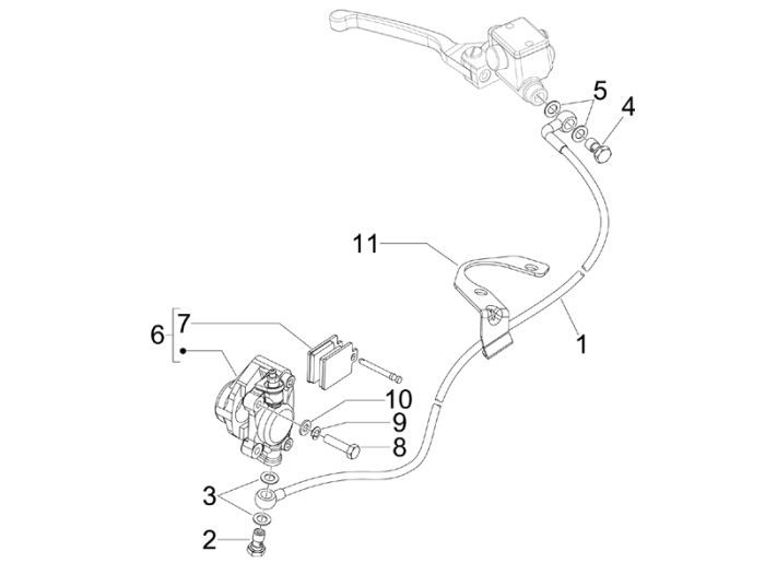 Remklauw - Remblokken - Remleiding Vespa S 50 4-takt 4V AC