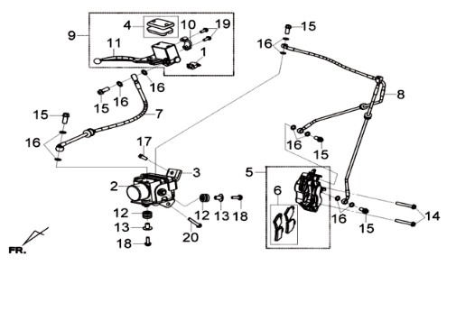 Remklauw voor/ remgreep KPL. Sym Joymax 300I ABS E3 2014-2016