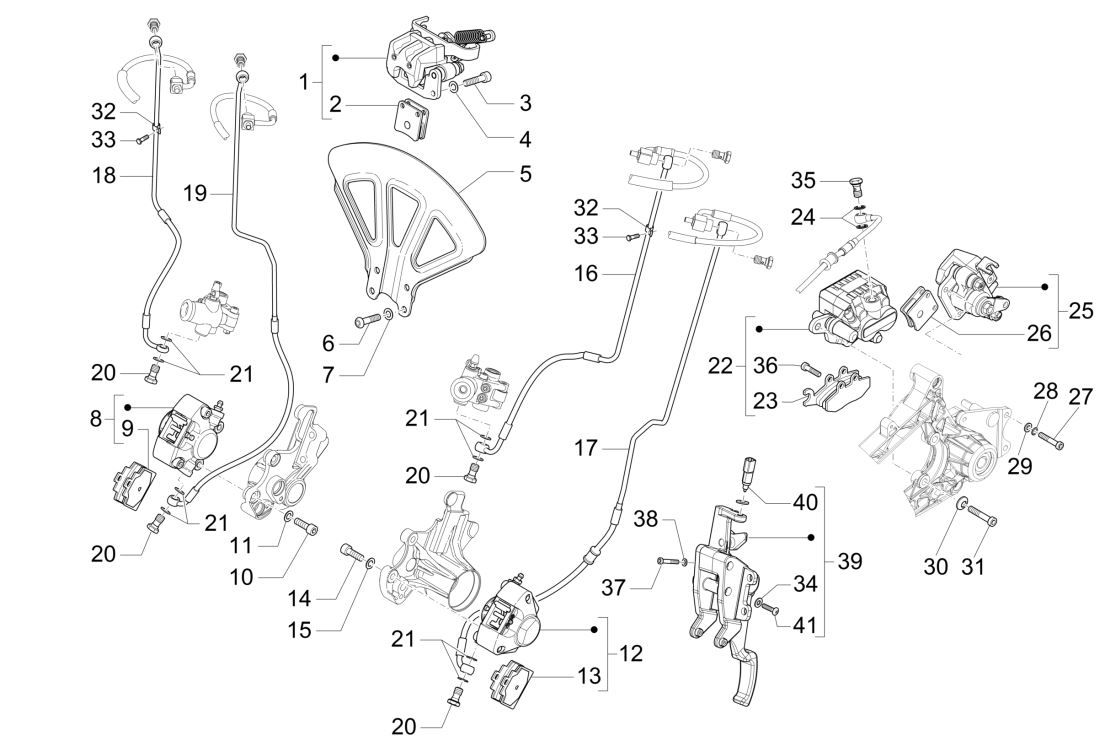 Remklauw - Remblokken - Remleiding (ABS) Piaggio MP3 300 ie LT Business - Sport (met en zonder ABS) 2016-2018