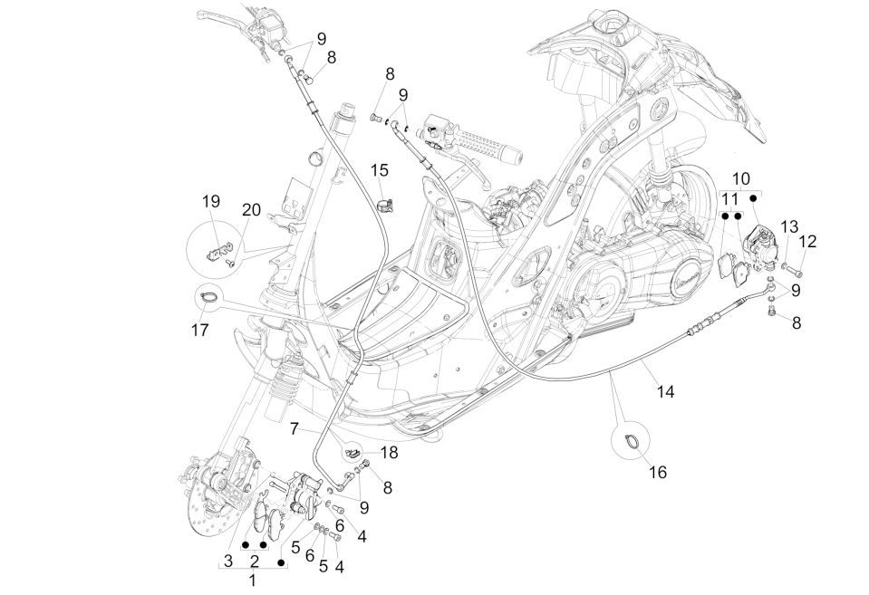 Remklauw - Remblokken - Remleiding Vespa GTS 125 IE (zonder ABS)