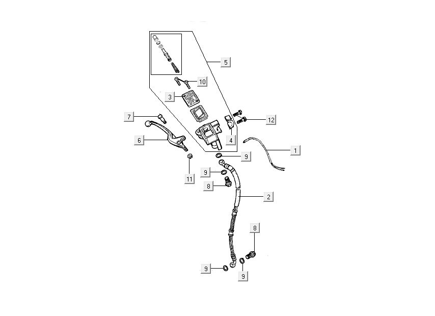 Remcilinder - Remhendel - Remleiding Kymco People 50 2-takt rood