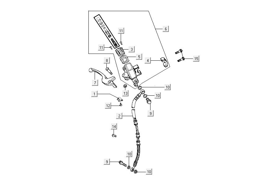Remcilinder - Remhendel - Remleiding Kymco New Dink 4-takt zwart metallic