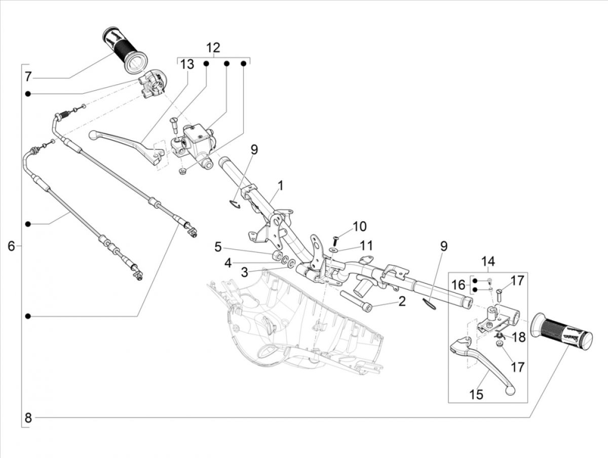 Remklauw - Remblokken - Remleiding Vespa Elettrica 25km/u SCH Euro 5 2021