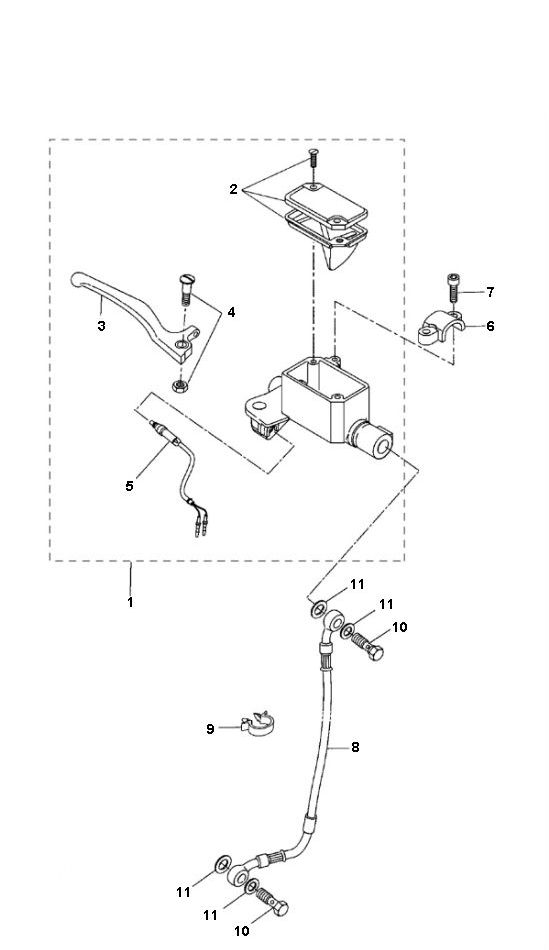 Remcilinder - Remhendel - Remleiding Yamaha Bw's 2-takt