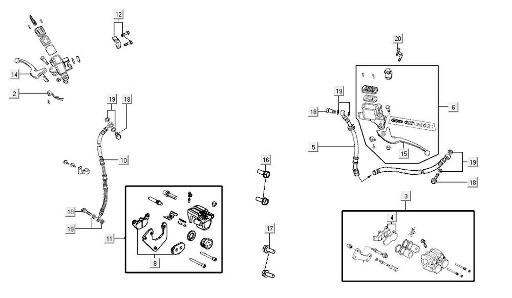 Remcilinder - Remklauw - Remblokken - Remleiding Agility CITY 16 125