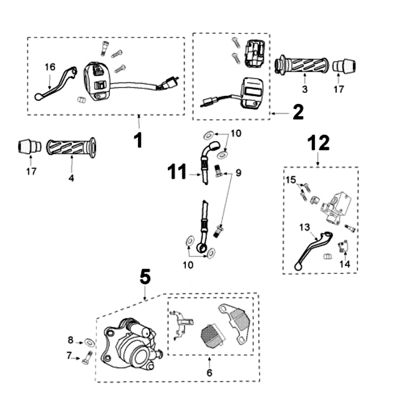 Remcilinder - Remklauw - Remblokken - Remleiding - Stuurschakelaars Peugeot Kisbee RS Wit