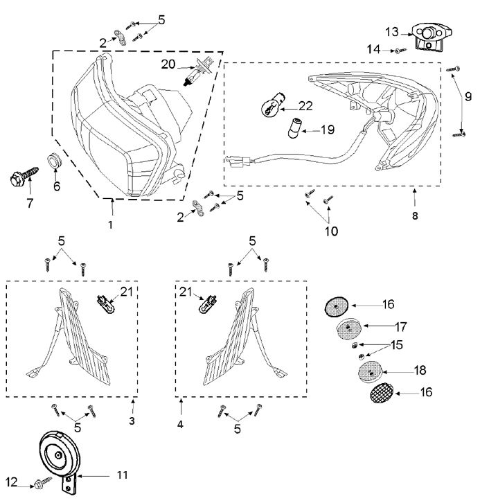 Knipperlichen - Koplamp - Achterlicht - Claxon Peugeot Tweet 50 4-takt AC