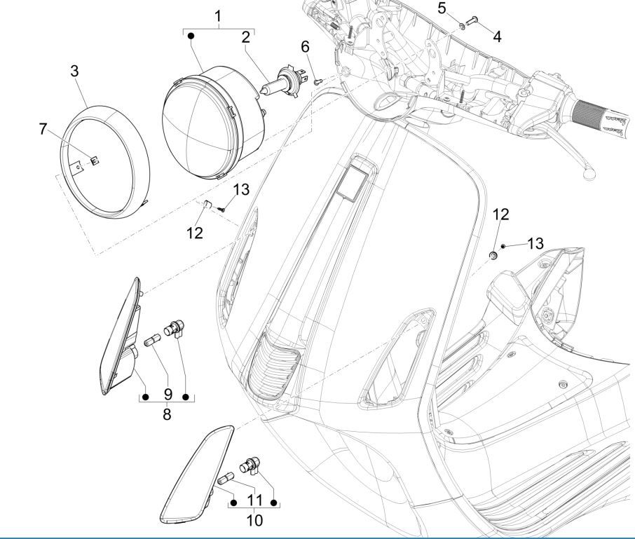Koplamp - Knipperlichten voorzijde Vespa Primavera 125 3V IE ABS