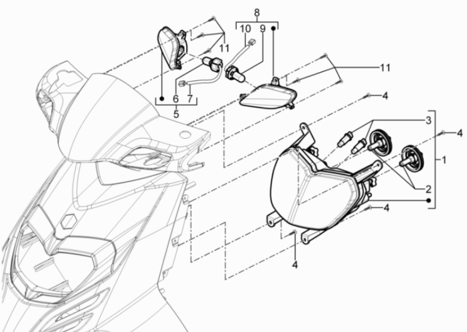 Koplamp - Knipperlichten voorzijde Piaggio Typhoon 50 2-takt Euro 3 2011
