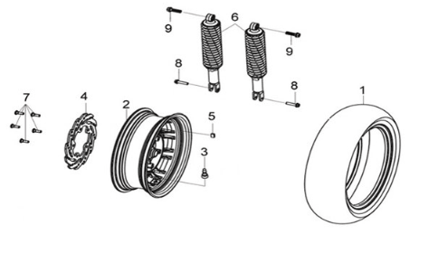 RR. wheel - RR. cushion Sym Joymax Z 125 E4