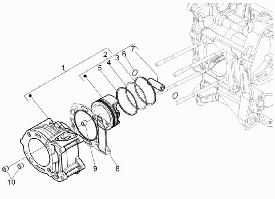 Cilinder - Zuiger Piaggio Beverly 125 RST 4V Euro 3 2010-2015