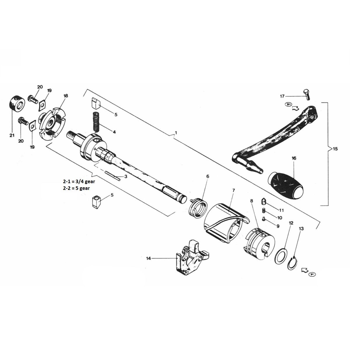 Schakelas Zundapp GTS 50 529-020 tm 026