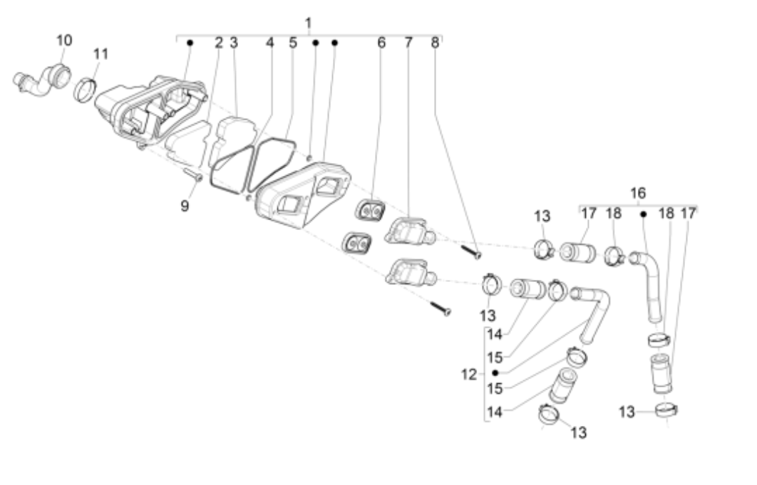 Secundaire luchttoevoer Piaggio NRG Power 50 2-takt LC Euro 4