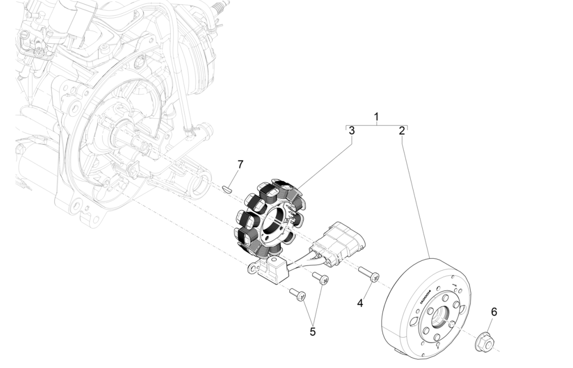 Ontsteking - Stator - Vliegwiel Piaggio NRG Power 50 2-takt LC Euro 4