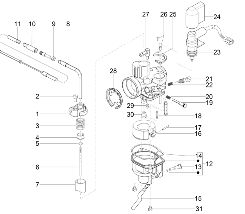 Carburateur onderdelen Piaggio NRG Power 50 2-takt LC Euro 4