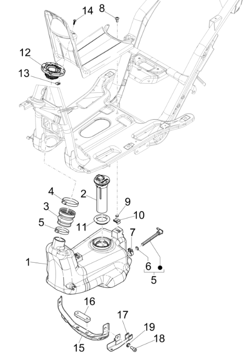Benzinetank - Tankvlotter - Vacuümkraan Piaggio NRG Power 50 2-takt LC Euro 4
