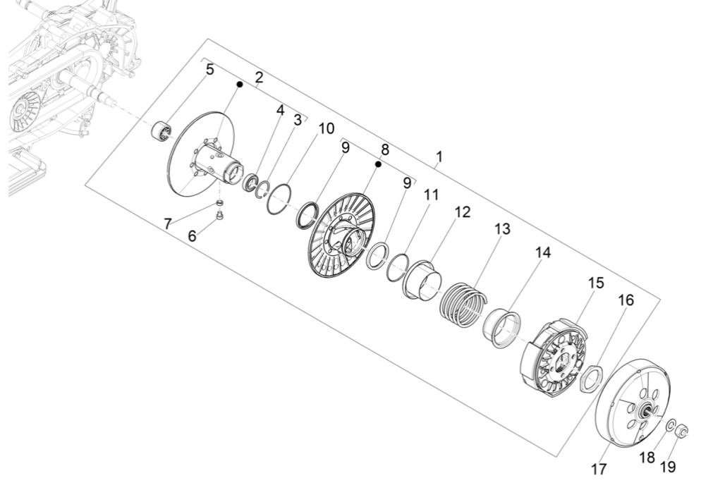 Koppeling Vespa GTS 300 Super HPE 4V IE ABS Euro 5 2020-2022