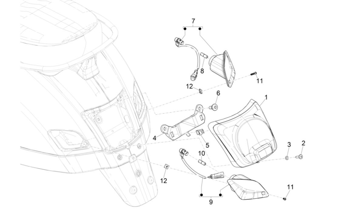 Achterlicht - Knipperlichten achterzijde Vespa GTS 300 Super HPE 4V IE ABS Euro 5 2020-2022