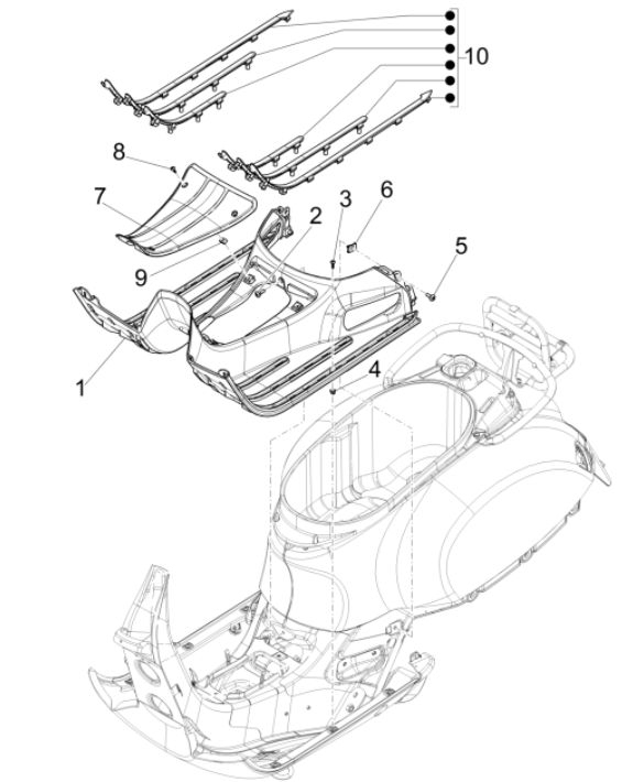 Treeplank - Voetensteun Vespa GTS 300 Super HPE 4V IE ABS Euro 5 2020-2022