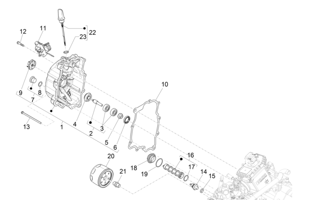 Waterpomp - Oliefilter Vespa GTS 300 Super HPE 4V IE ABS Euro 5 2020-2022