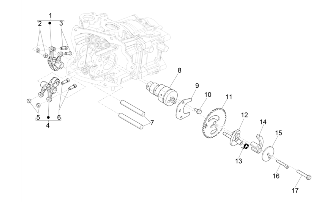 Nokkenas - Nokkenastandwiel - Tuimerlaars Vespa GTS 300 Super HPE 4V IE ABS Euro 5 2020-2022
