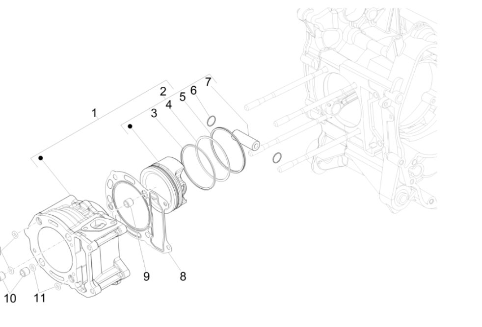 Cilinder - Zuiger Vespa GTS 300 Super HPE 4V IE ABS Euro 5 2020-2022