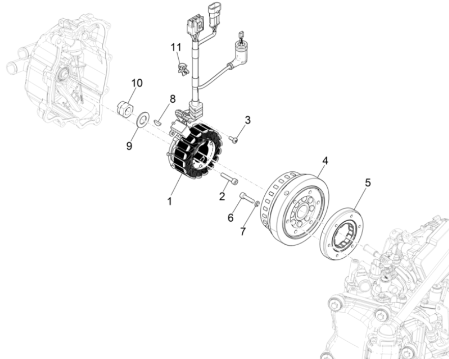 Ontsteking - Stator - Vliegwiel Vespa GTS 300 Super HPE 4V IE ABS Euro 5 2020-2022