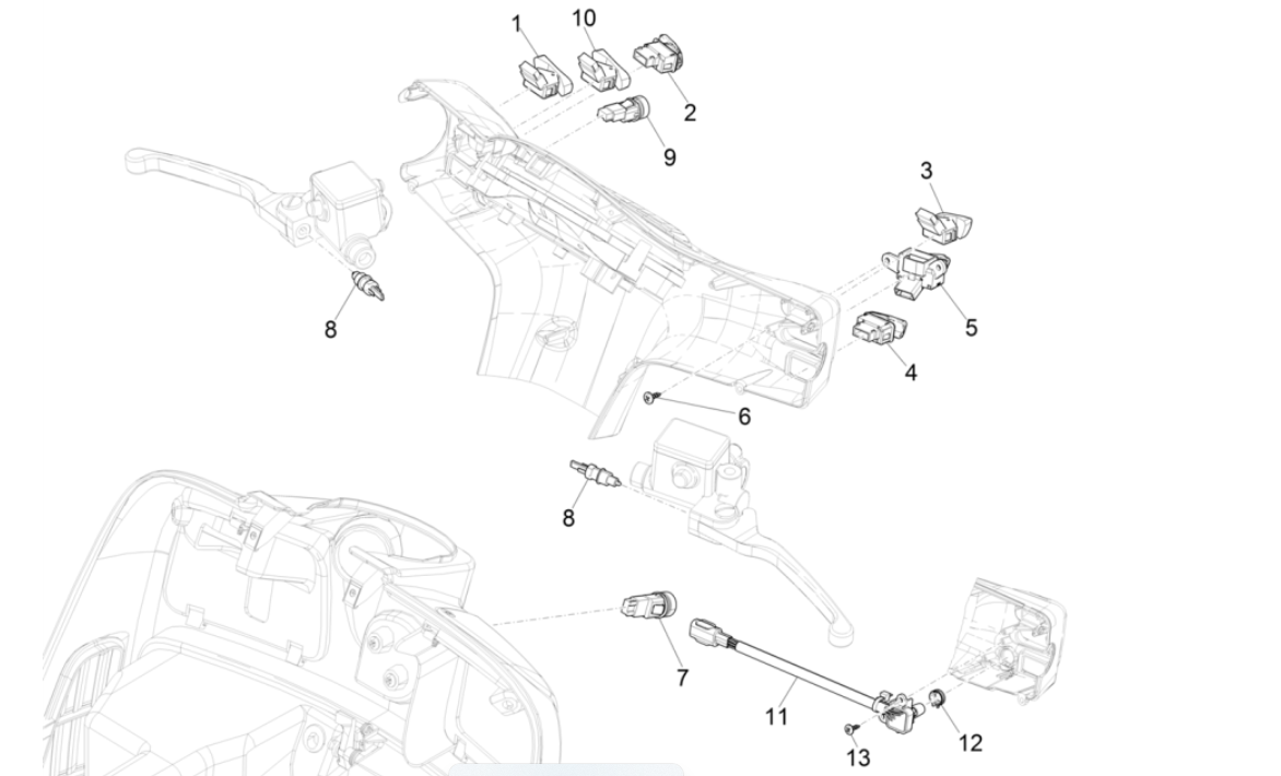 Schakelaars - Drukknoppen Vespa GTS 300 Super HPE 4V IE ABS Euro 5 2020-2022