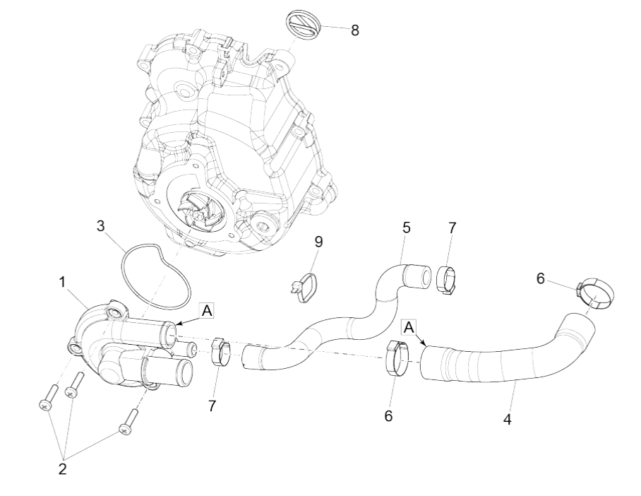 Waterpomp Vespa GTS 300 Super HPE 4V IE ABS Euro 5 2020-2022
