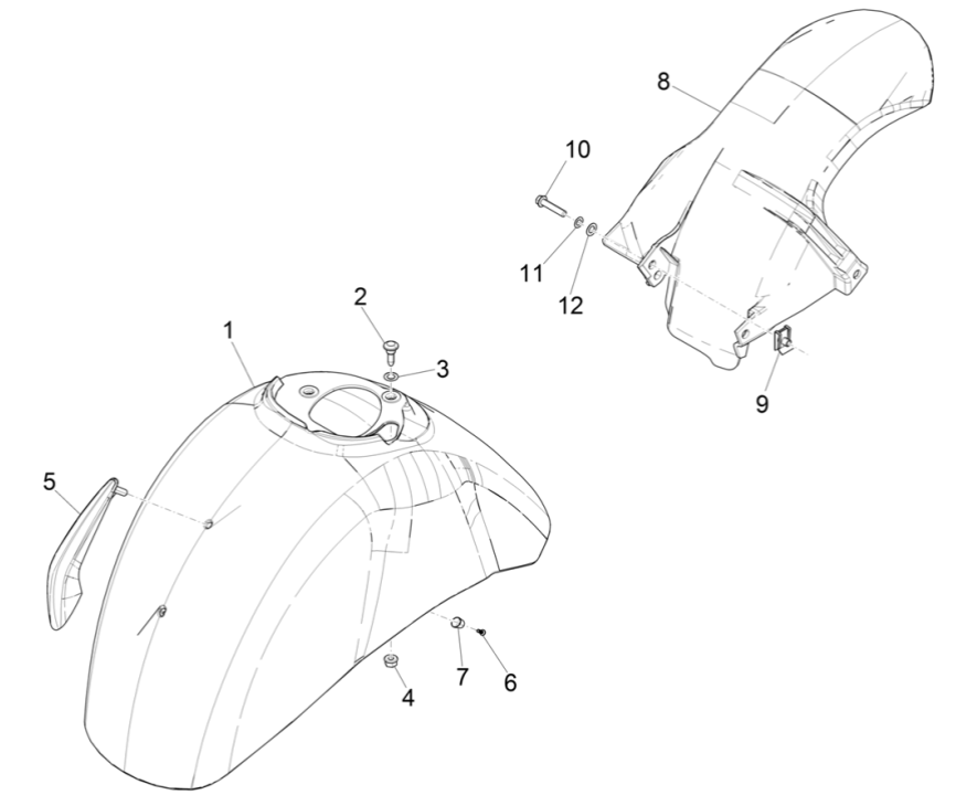 Voorspatbord - Spatschermen Vespa GTS 300 Super HPE 4V IE ABS Euro 5 2020-2022