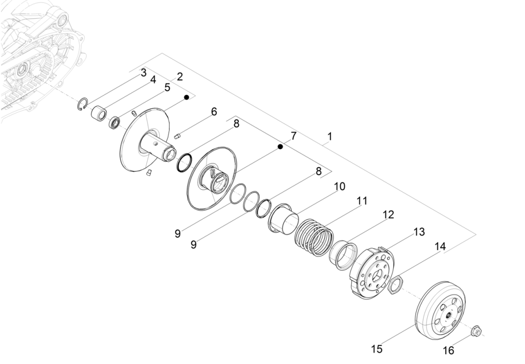 Koppeling Piaggio Typhoon 50 2-takt Euro 4 2018-2020