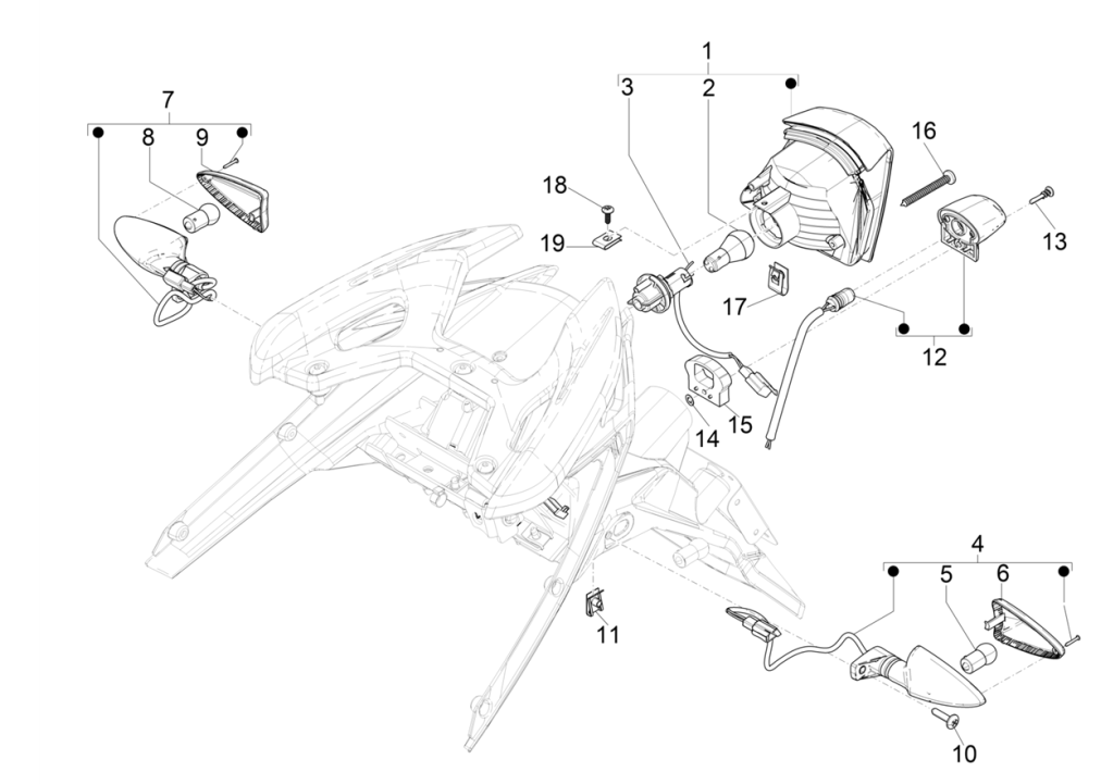 Achterlicht - Knipperlichten achterzijde Piaggio Typhoon 50 2-takt Euro 4 2018-2020