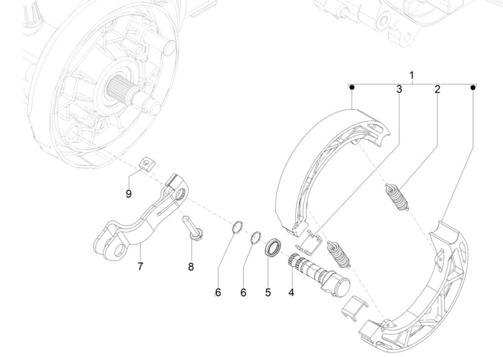 Achterrem - Remschoenen Piaggio Typhoon 50 2-takt Euro 4 2018-2020
