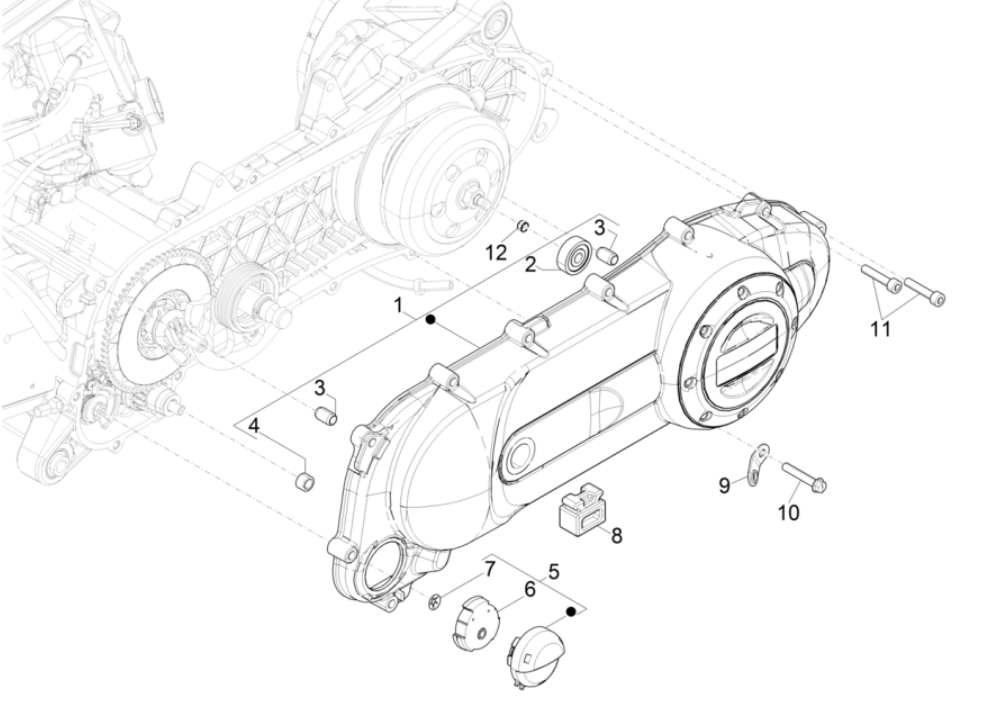 Carterdeksel Piaggio Typhoon 50 2-takt Euro 4 2018-2020