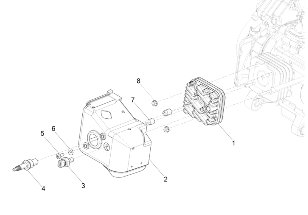 Cilinderkop - Bougie Piaggio Typhoon 50 2-takt Euro 4 2018-2020