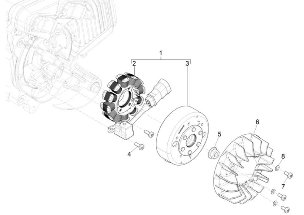 Ontsteking - Stator - Vliegwiel Piaggio Typhoon 50 2-takt Euro 4 2018-2020